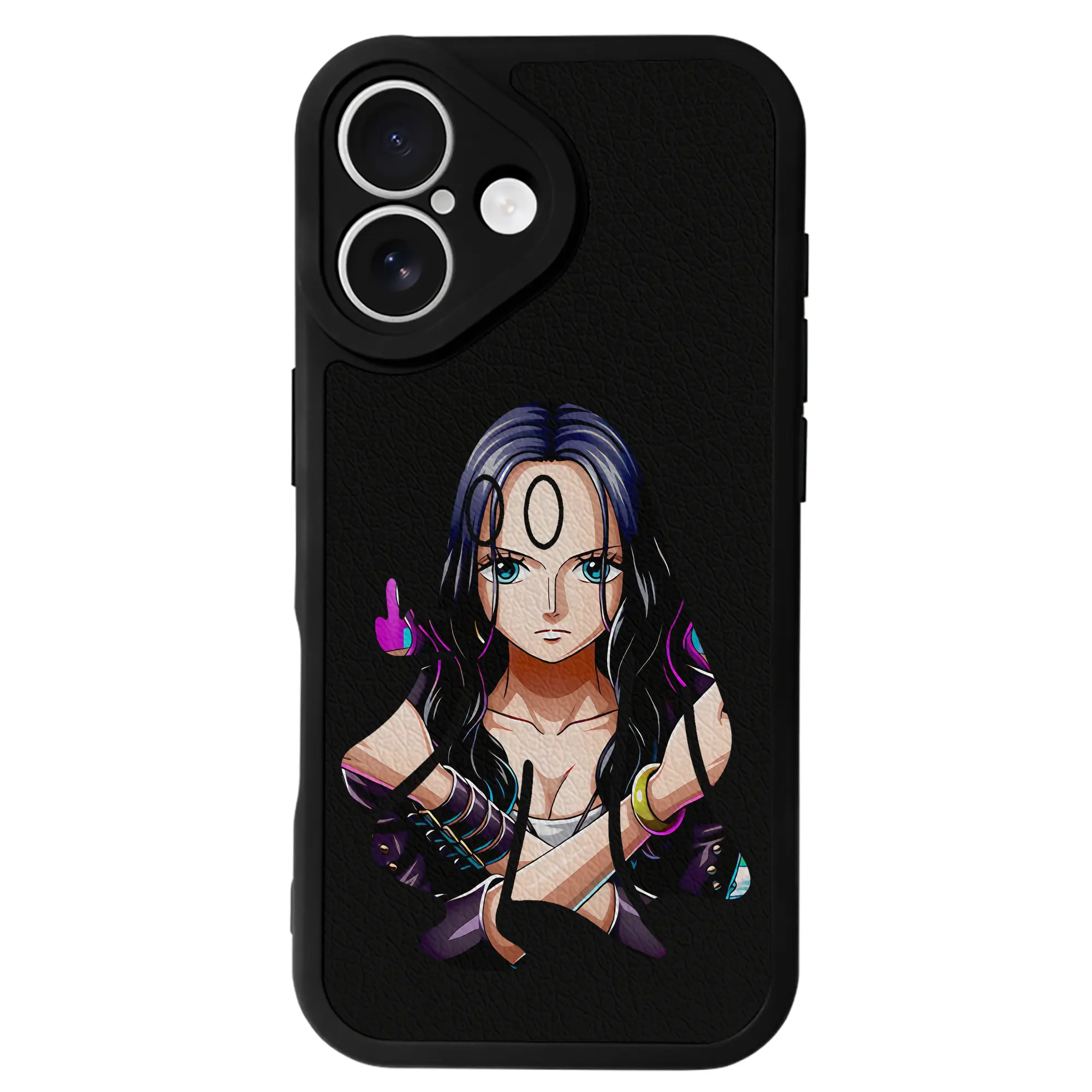 ワンピース グッズ ニコ・ロビン - IPhone 16シリーズ対応 ・ シリコンスマホケース ・ レザー調 ・ 高精度フィット ・ 耐衝撃 ・ ワイヤレス充電対応 ・ 精密カット